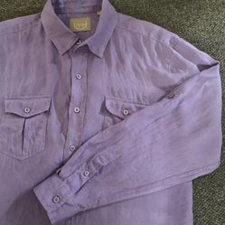 Bruno New York Linen Camp Shirt Purple Mens Large: Pre-Loved❤️❤️