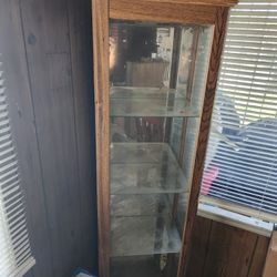 Wooden Cabinet With Glass Door And Shelves