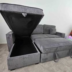 New Sleeper Sectional Couch With Storage And USB / Free Delivery 