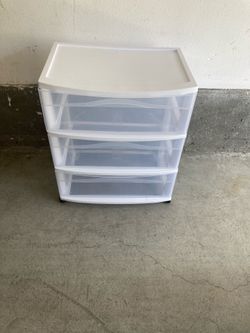 Sterilite Wide 3 Drawer Plastic Storage Cart - Rolling Organizer - White