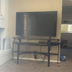 Iron With Glass Top TV Stand 