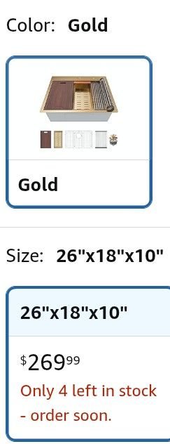 Davivy 26 Inch Kitchen Sink, 26x18 Inch Single Bowl Undermount Sink with Single Track, 16 Gauge Gold Stainless Steel Workstation Sink with Multiple Ac