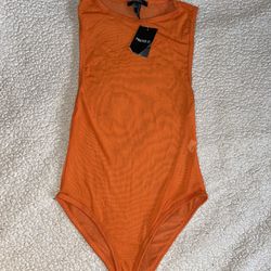 Orange Mesh Bodysuit 