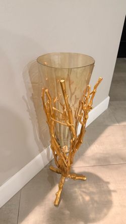 Vase gold metal and glass