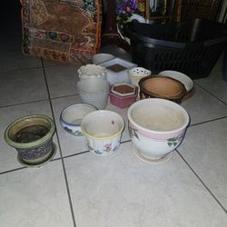 14 SMALL CERAMIC GLASS PLANT POTS