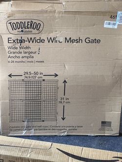 Extra-Wide Wire Mesh Wooden Baby Gate