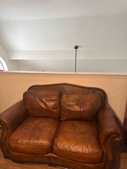 Brown leather couch
