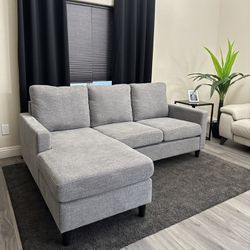 Modern Light Grey Reversible Sofa Sectional Couch