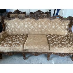 Beautiful Solid Walnut Wood Carved 3 Seater