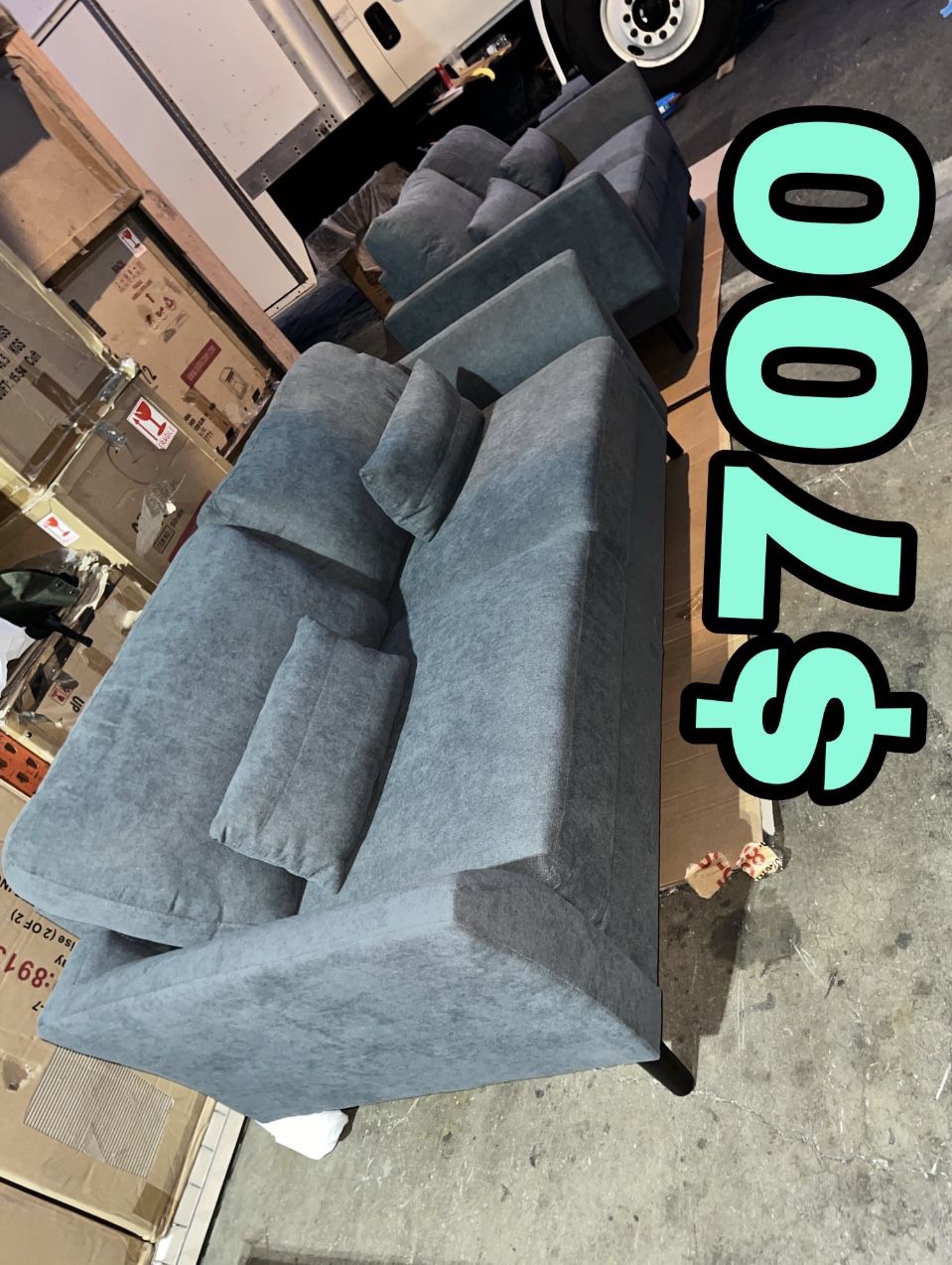 Beautiful New 2PC Sofa Set(1 Sofa & 1 Loveseat) in Gray Velvet Only $700!!!