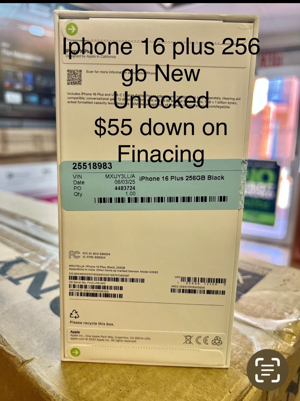 Apple Iphone 16 Plus 256 Gb New In Box UNLOCKED 