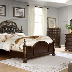 Brand New Brown Cherry Espresso 5pc Queen Size Bedroom Set 