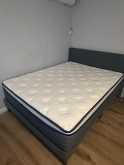 Queen Size Bed Frame & Mattress – Good Condition