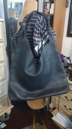 Large Black Leather Hobo Shoulder Bag