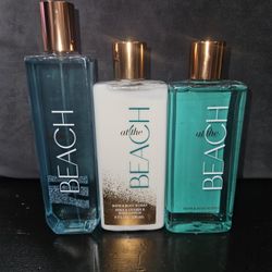 Bath & Body Works AT THE BEACH Shower Gel , Body Lotion and FragranceMist8 FL Oz