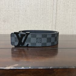 Lv Black Checker Bored Belt 