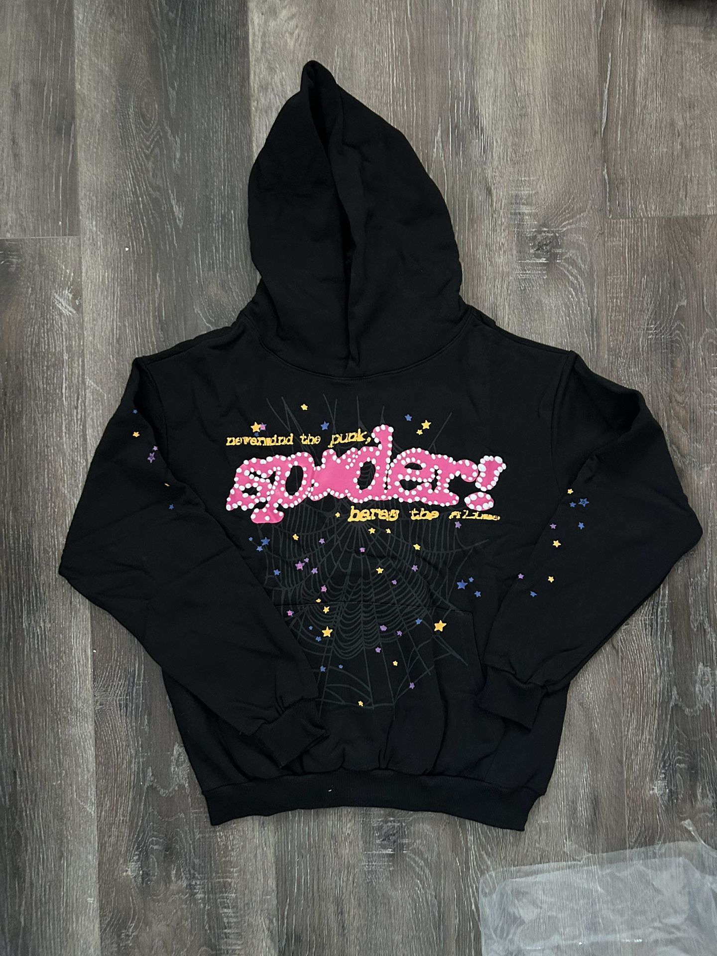 Black Sp5der Size Medium Cotton Hoodie