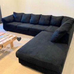 Black Colored 2  Piece Extra Comfy L Shaped RAF Sectional Chaise🖤 Couch~ Living Room Set💥 New Brand ☀️ Fastest Delivery ✅ Color Options👍