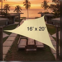 16’ X 20’ Sun Shade Rectangular Sun Sail Sun Screen Beige 