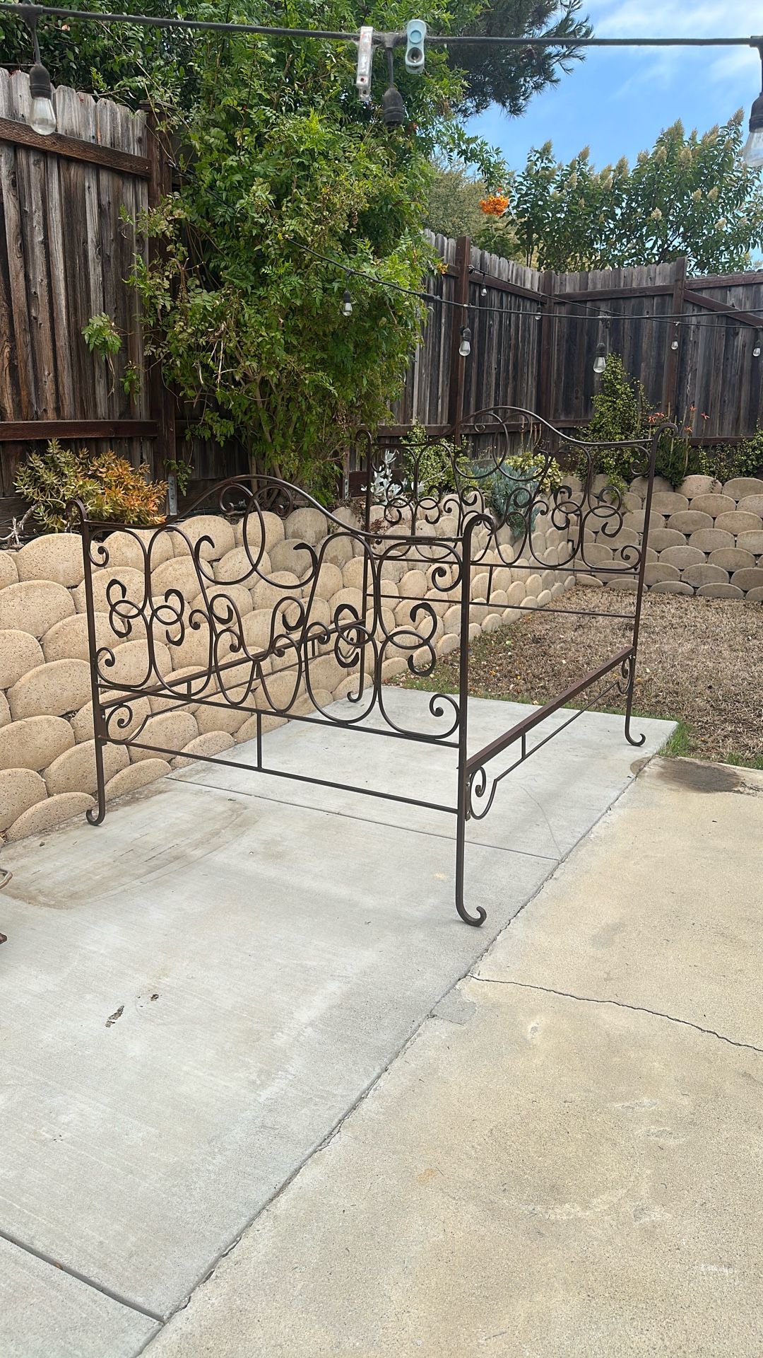 Queen Size Custom  Iron Bed Frame /2  Night Stands/ 1 Floor Lamp/ 1 Mirror 