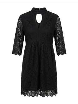 Black Lace Mini Dress with Keyhole Neckline