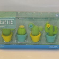 Mustard Green & Yellow Cactus Set of 4 Erasers