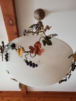 Custom Designed Light Fixtures Frosted Glase And Hand Painted Vines