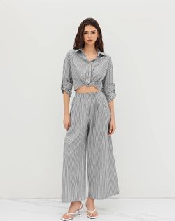 Cider - Striped Cotton-blend Jumpsuit