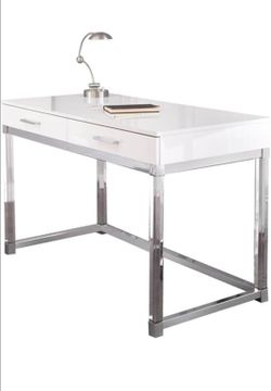 White Lacquer Writing Desk/ Vanity Desk
