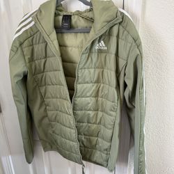 Adidas men’s Essentials 3-Stripes Insulated Hooded Hybrid  jacket Small Size