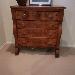 Beautiful Antique Empire Burled Wood Dresser