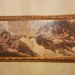"The Creation of Adam" Framed Glycee Oil Print On Canvas