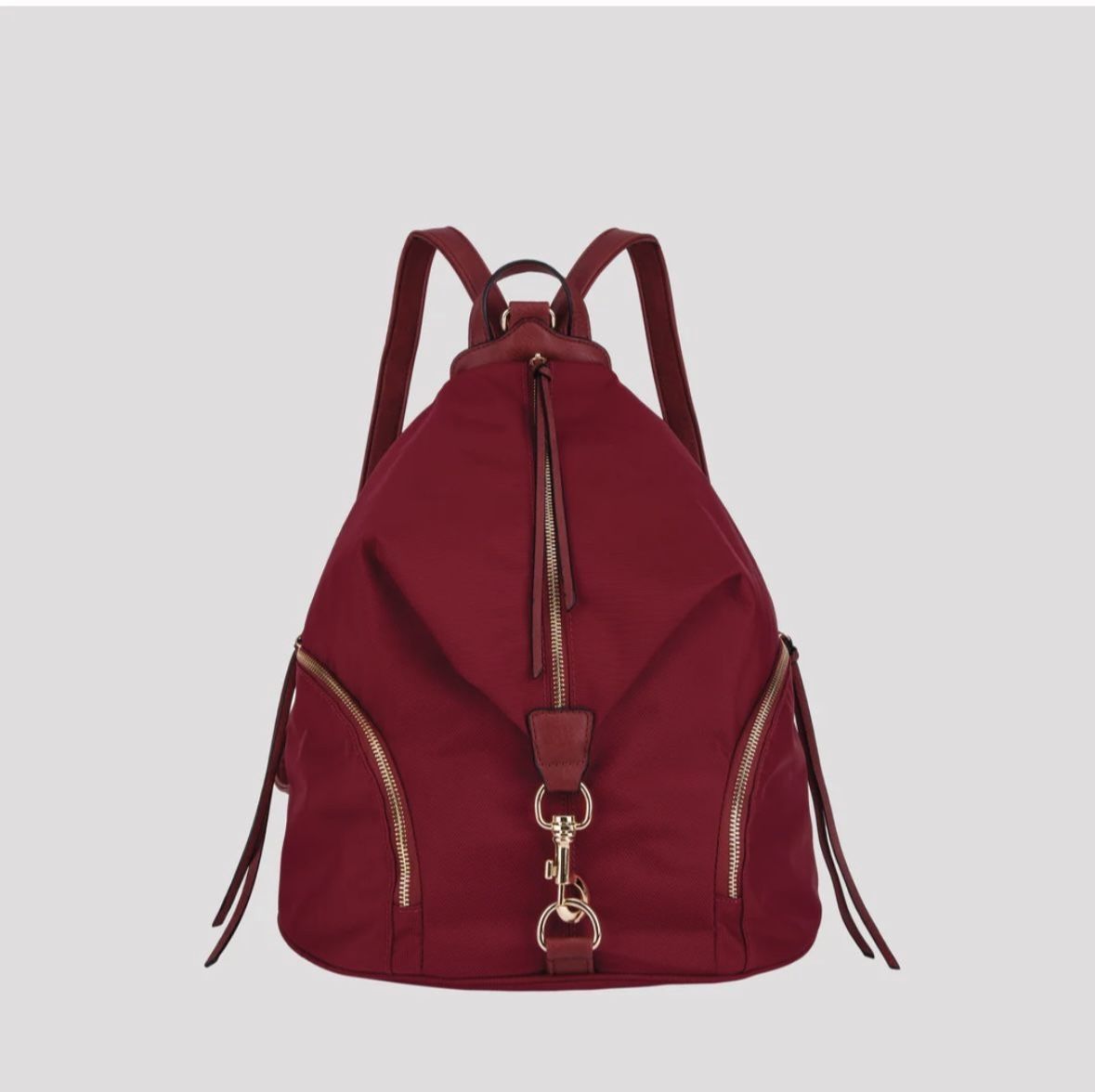 Vegan Leather Backpack With Zipper Pockets On Both Sides