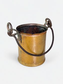Antique Arts & Crafts Hand-Hammered Copper & Brass Fireplace Coal Bucket, c.1900's - Delivery Available