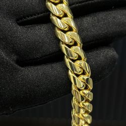 10MM MIAMI CUBAN LINK BRACELET 7” INCHES⭐️ 14K GOLD PLATED OVER .950 SILVER 