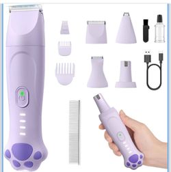 4-in-1 Dog Clippers for Grooming Kit - 45dB Quiet 150-Min Run Non-Slip Grip Cordless Rechargeable IPX7 Waterproof Hair Paw Trimmer & Nail Grinder Pet 