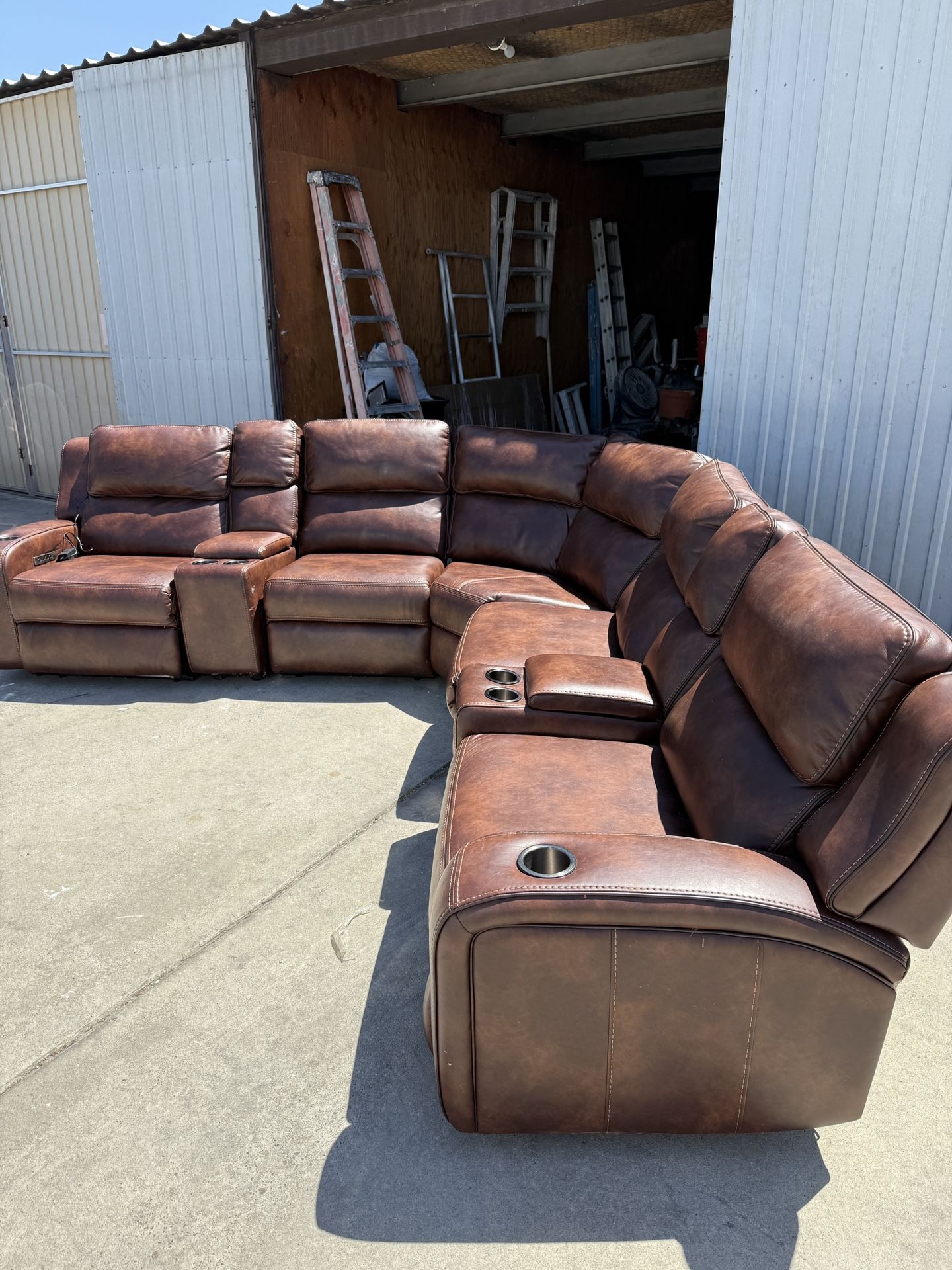 Brown Leather Corner Reclining Couch