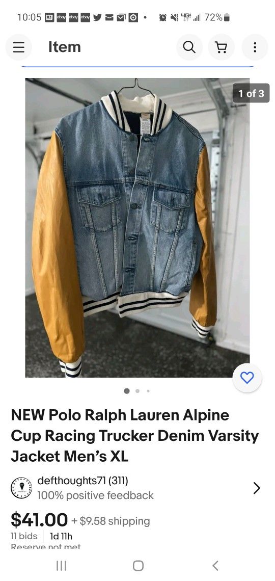 NEW Polo Ralph Lauren Alpine Cup Racing Trucker Denim Varsity Jacket Men’s XL 