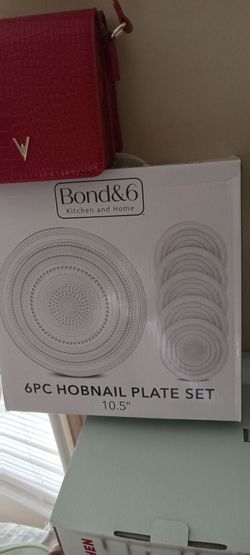 Bond&6 6-Piece Hobnail Glass Plate Set 10.5"