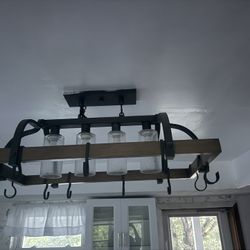 Franklin Iron Works 4-Light Pot Rack Chandelier – Farmhouse Kitchen Island Light – $225