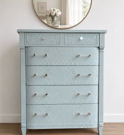 newly refinished green blue custom dresser