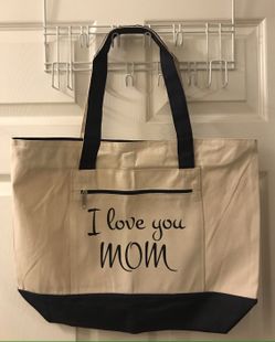 LARGE CANVAS TOTE BAG WITH ZIPPER (PERFECT FOR MOTHER'S DAY)💐🌺