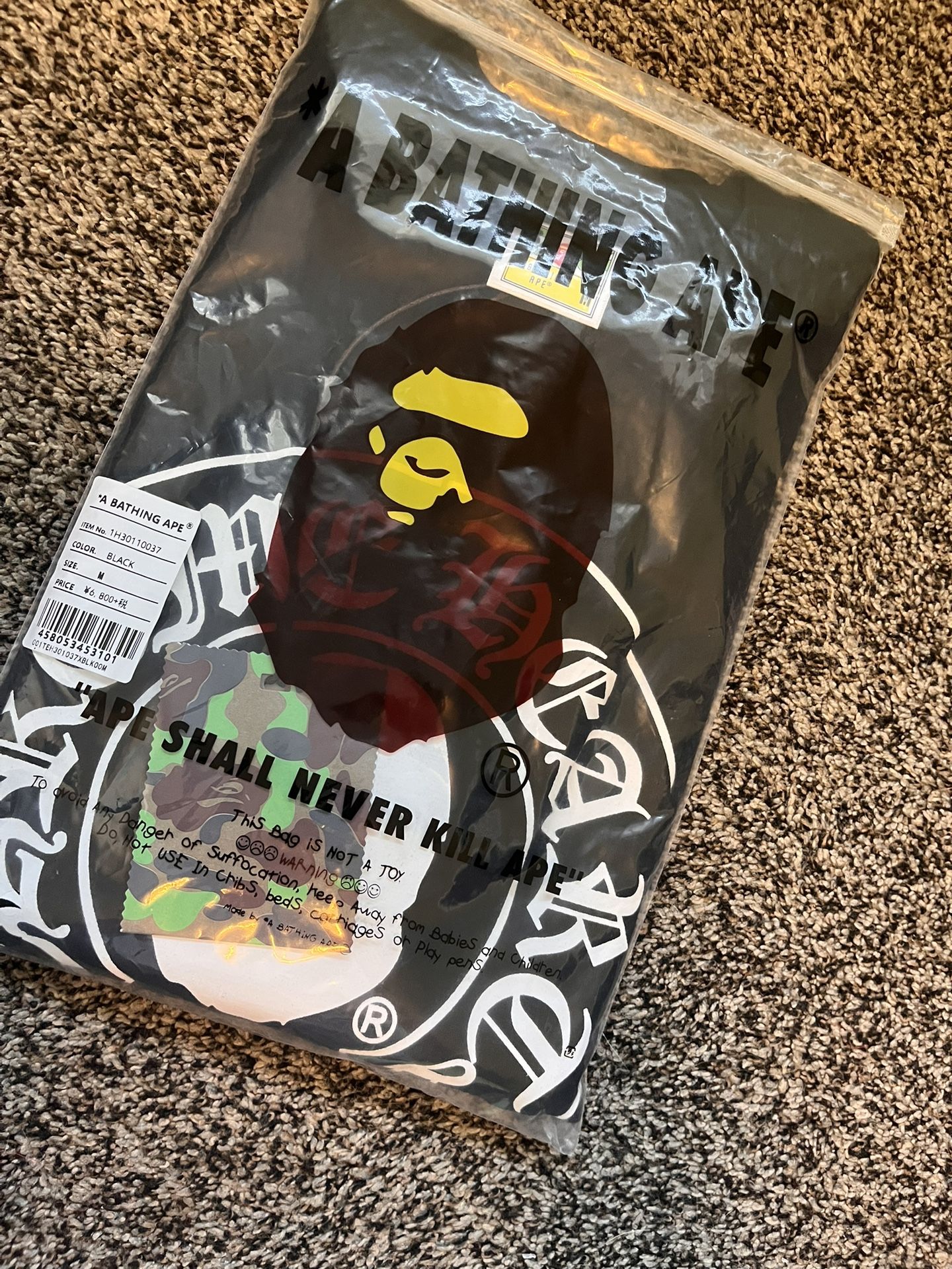 BAPE X Chroke hearts Tee shirt Size Medium Color Black