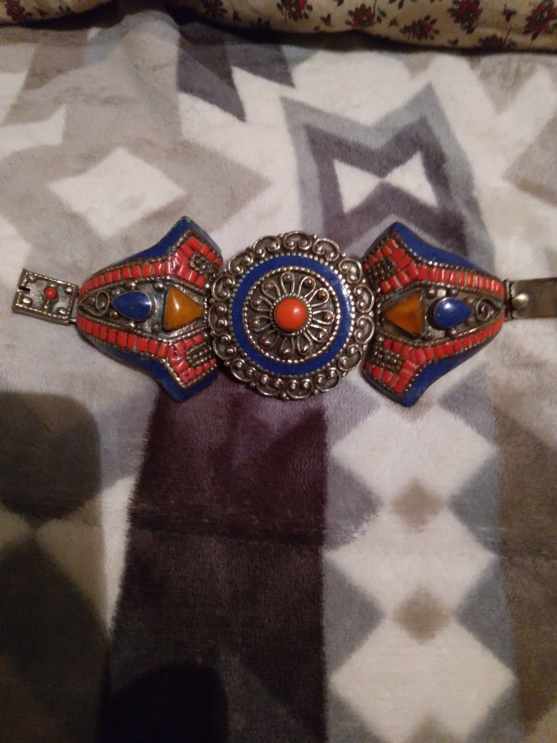 Silver 925 Large Gem Stone Bracelet.