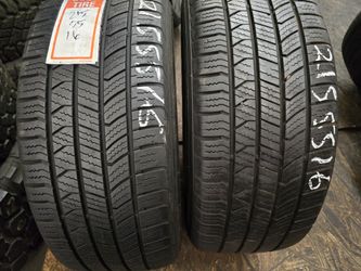 4 Tires 215.55.16 Road Hugger 90  % Tread Dot 3523