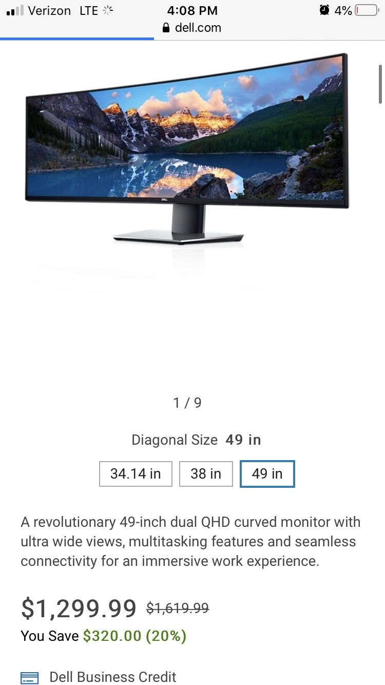 Dell U4919DW 49 inch CURVED IPS MONITOR