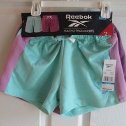 Girls 2pk Athletic Shorts Size 10/12 By Reebok NWT 