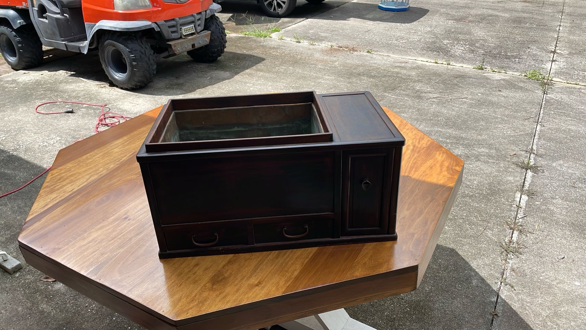 Antique Desktop Planter With Drawers