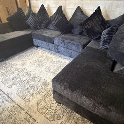 🔥 New! 411 Gray Charcoal Double-Chaise Sectional — Only $1649! 🔥 $0 Down, Flexible Payments Available