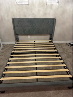 Queen size upholstered bed frame